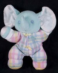 Playskool Hasbro Snuzzles Elephant Plush Baby Lovey 10" Plaid Vtg 1996